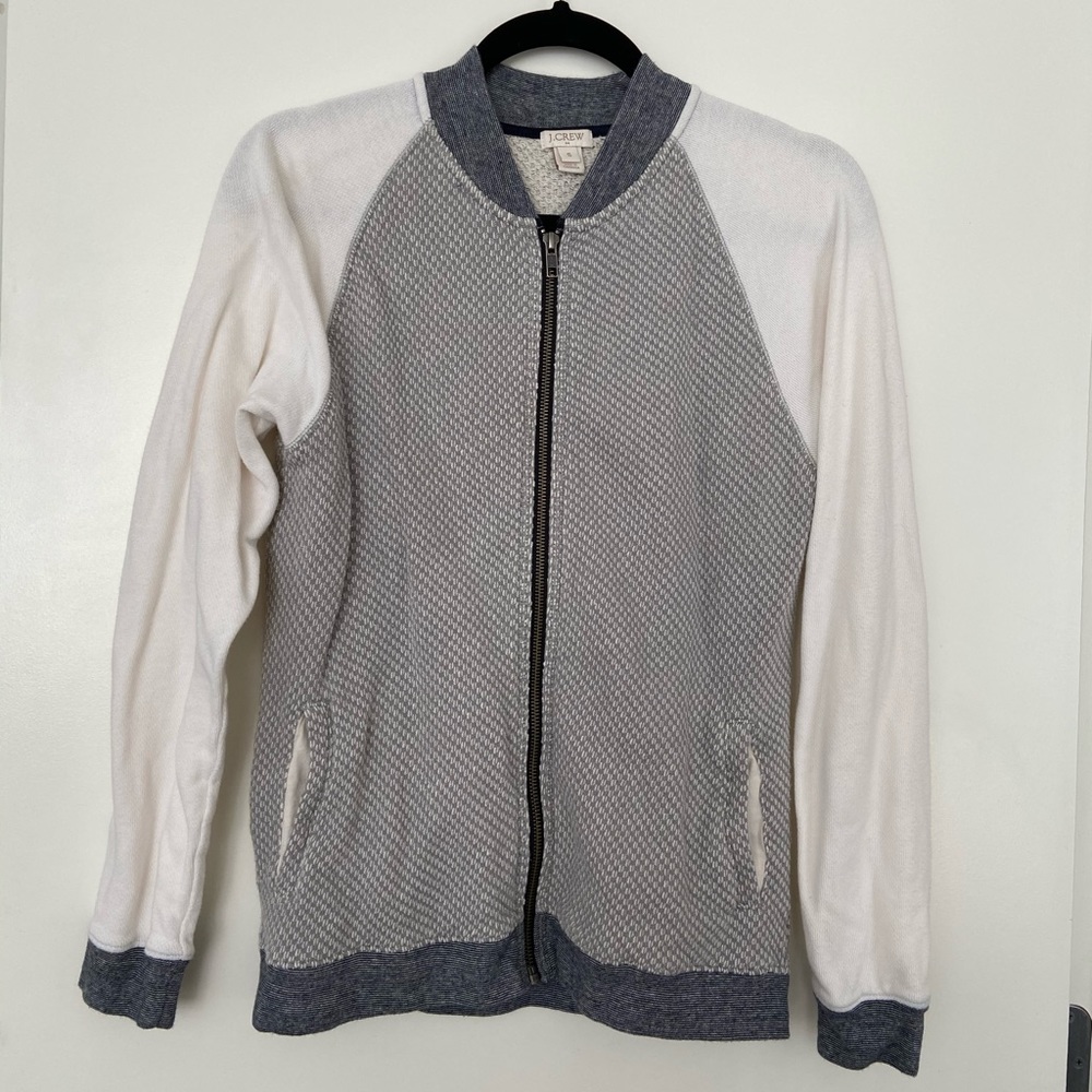 J Crew Cotton light bomber zip sweater